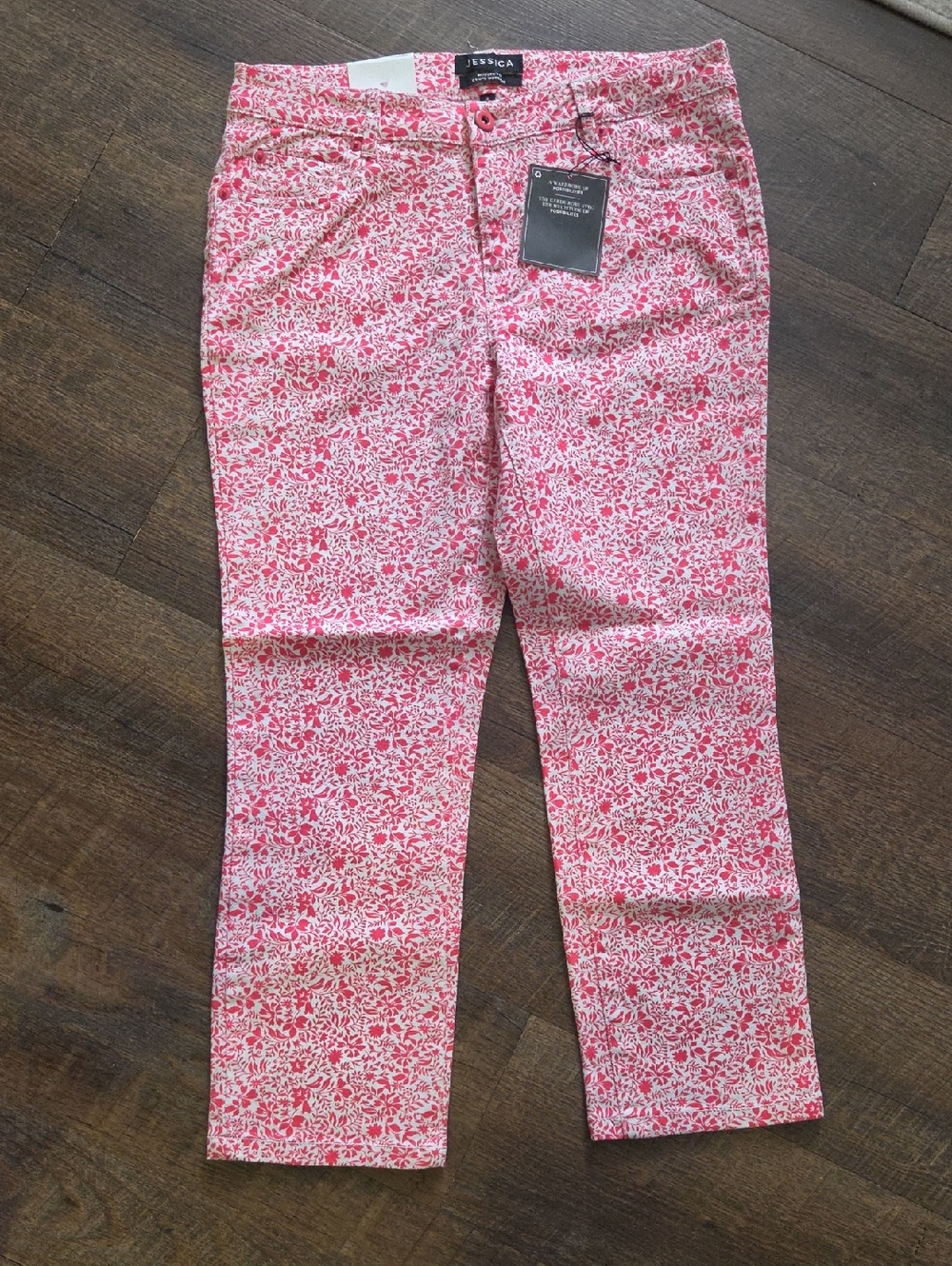 NWT Jessica Pink Floral Print Denim